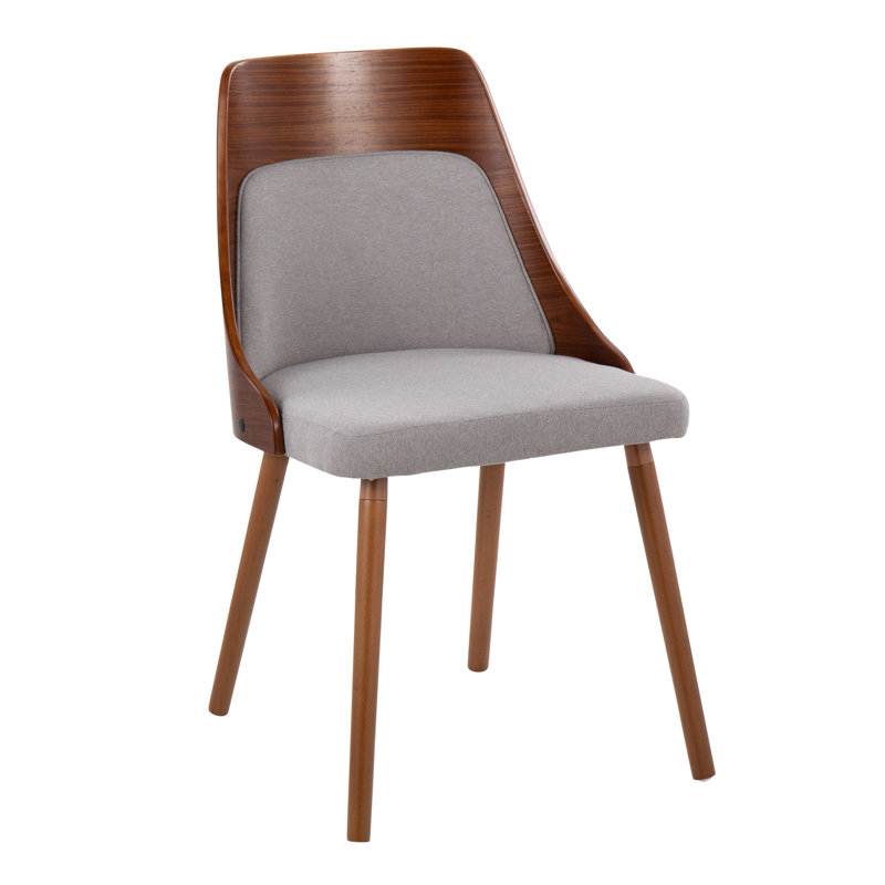 Aurika Side Chairs with Tapered Wood Legs, Grey Fabric, Walnut
