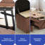 Ensemble de tables basses avec repose-pieds et banc de rangement en noyer-679709579