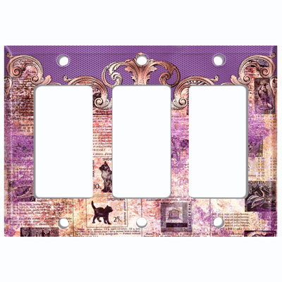 Patterned 3 - Gang Toggle Light Switch Standard Wall Plate