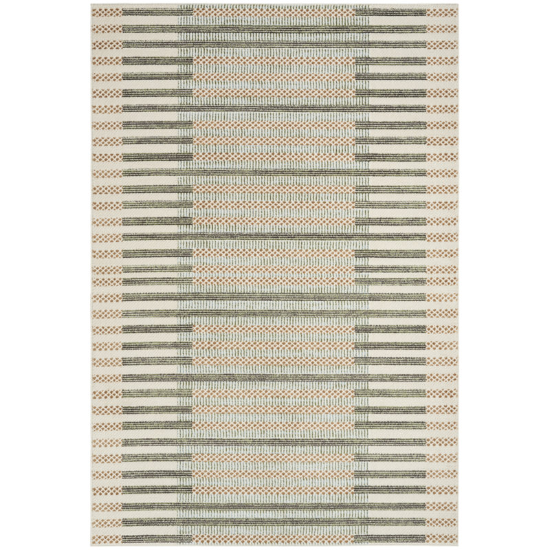 Martay Power Loom Geometric Polyester Area Rug , Rectangle 5' x 7'