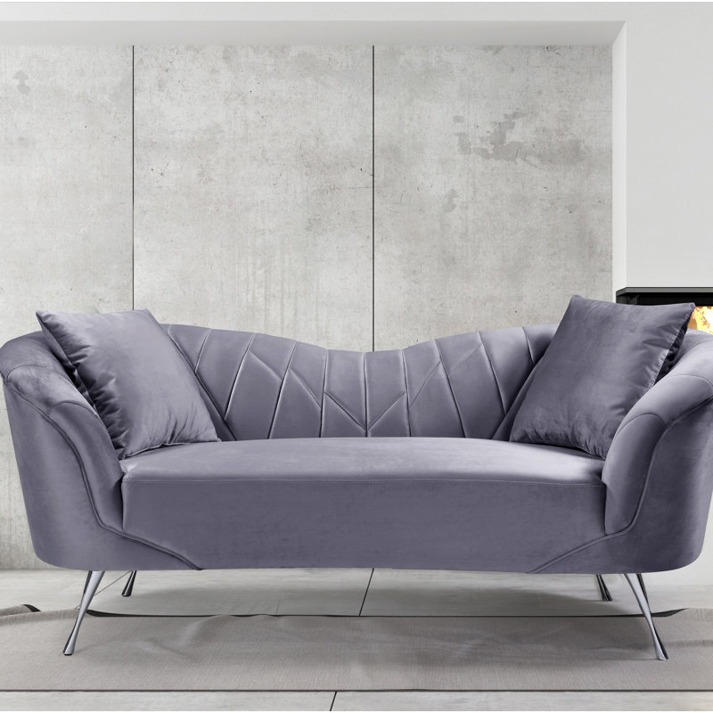 Eichler 70.34'' Velvet Sofa, Gray