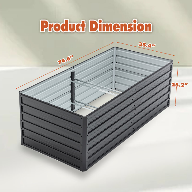 Lit de jardin surélevé galvanisé renforcé 6 × 3 × 2 pi - Jardinière en acier antirouille pour légumes, fleurs et herbes