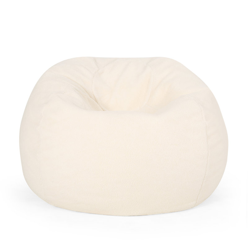 Kavel 3 Foot Rounded Bean Bag, Cream Fabric