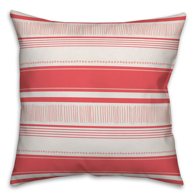  Coussin décoratif intérieur / extérieur à rayures abstraites esquissées, Polyester / Bourre en polyester, 18 po x 18 po