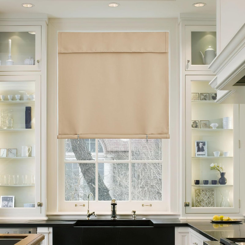 NICETOWN Door Curtains for Kitchen, Short Blackout Curtains , Self Adhesive Portable Window Cover for Front French Door, Adjustable Shade for Glass, 1 PC