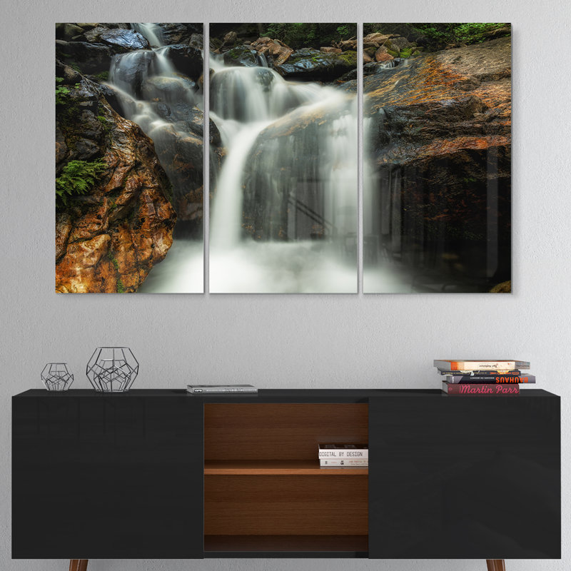 Slow Motion Waterfall On Rocks - Multipanel Landscape Wall Art