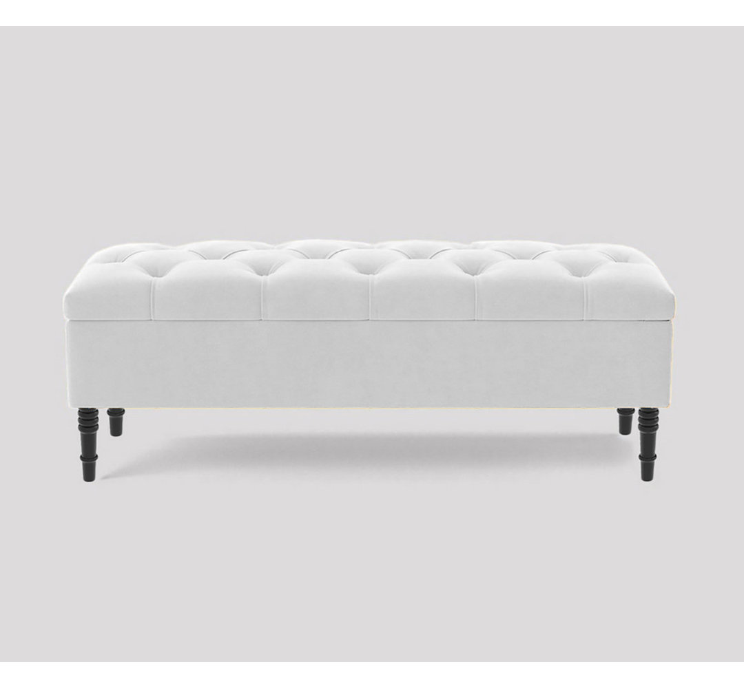 Alyana 180cm Wide Tufted Rectangle Ottoman Storage Bench - Upholstered Velvet Shoes Bench with Turned Wooden Legs