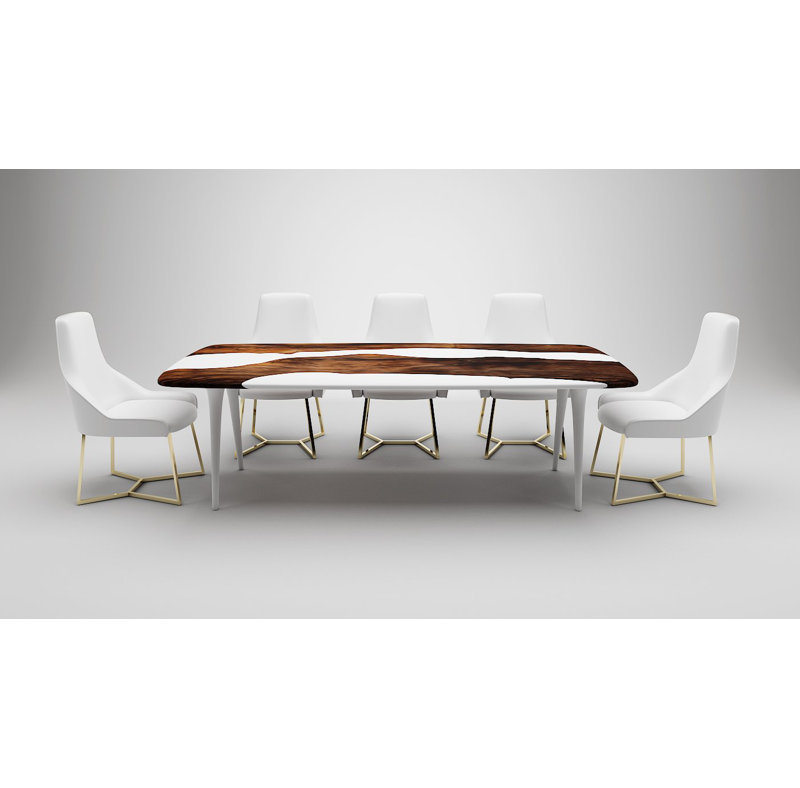 Elysion Walnut Wood Dining Table, 48" W x 108.3" L