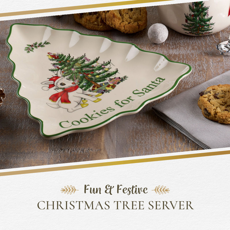 Spode Christmas Tree Rudolph Tree Server 9.5"
