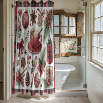 Rideau de douche 1 pièce Cozy Xmas Plaid