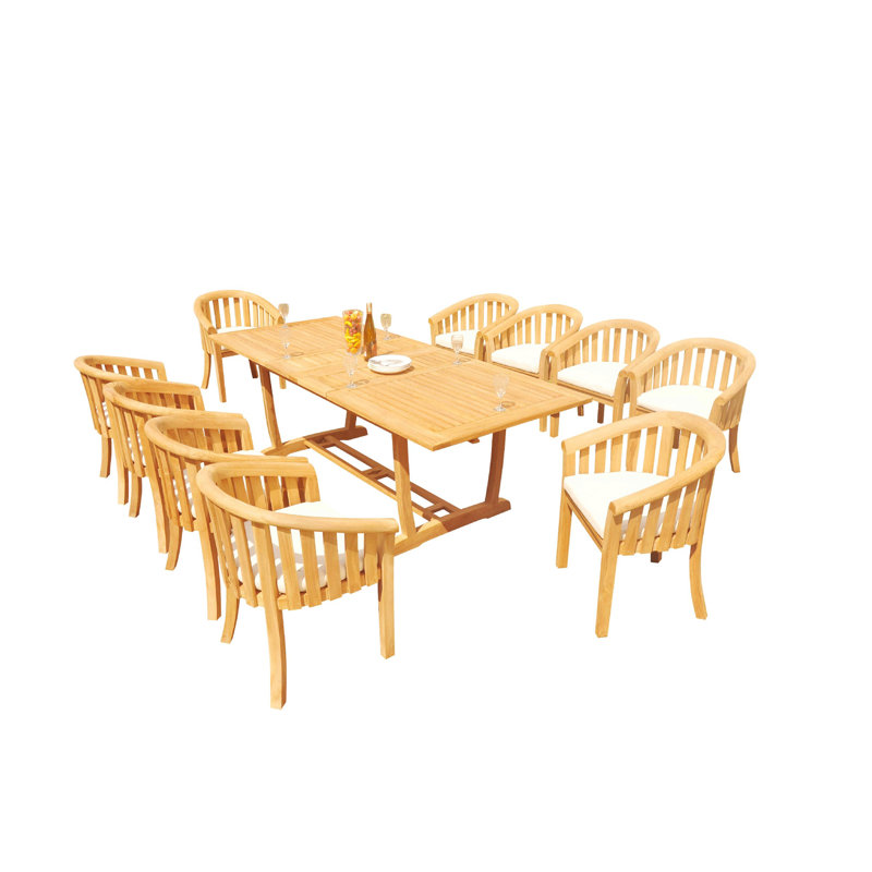 Cimberly 10 - Person Teak Wood Patio Dining Set with Rectangular Table