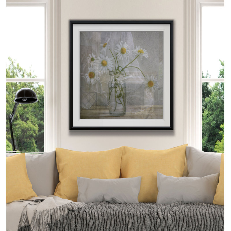 " Daisies ", Framed Print, 22.5" H x 22.5" W, Black