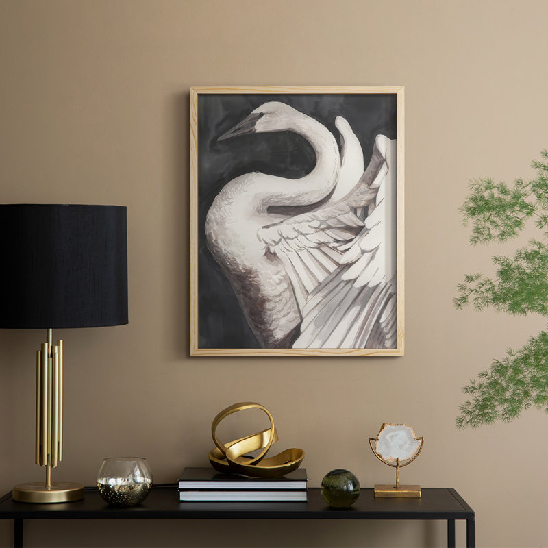 Swan Dance II, reproduction encadrée - bois massif, H 11 po x l 9 po, Naturel