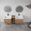 Meuble-lavabo mural avec lavabo en céramique blanche et tablettes de rangement et 1 porte à fermeture en douceur-586489724