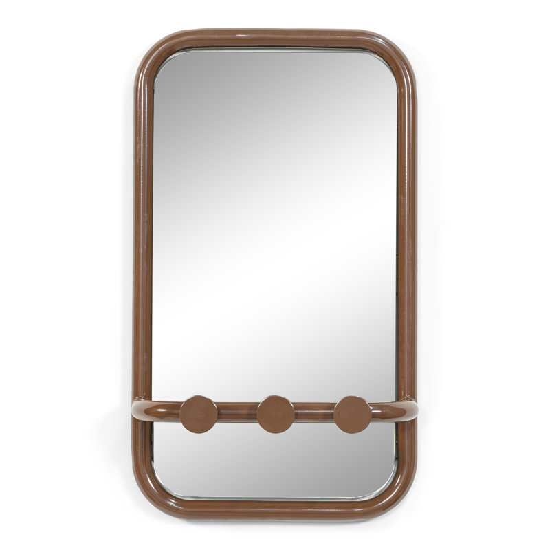 Retro Steel Rectangle Mirror, Brown