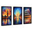 «Big Ben» à Londres, Tour Eiffel à Paris et Colisée à Rome au crépuscule par V2 Design Co. - Ensemble de 3 peintures à cadre unique-2087821455