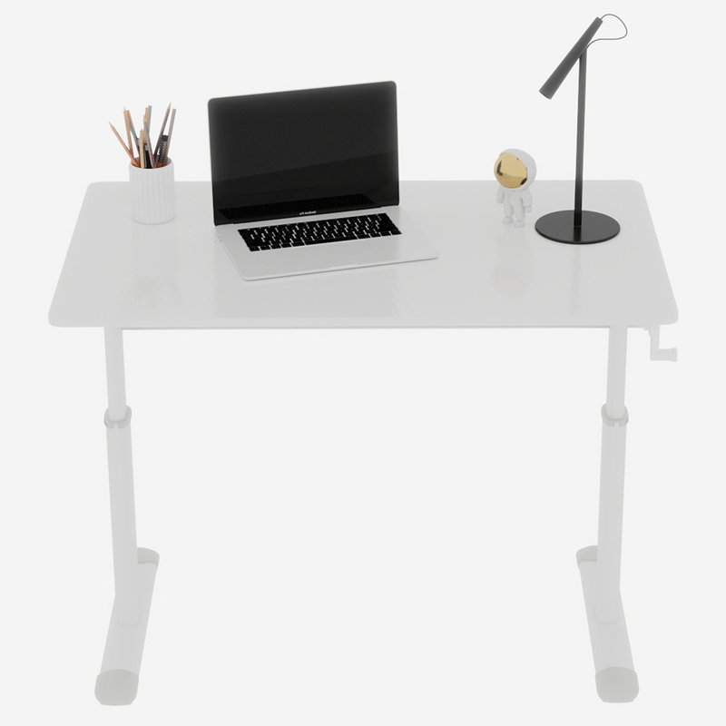 Adjustable study desk suitable for children and adults, height-adjustable, multifunctional home office desk, compact design, desktop dimensions: 60cm × 100cm, white frame, white tabletop.
