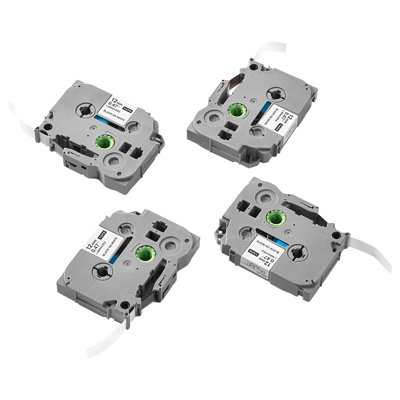 Label Maker Tape, 4 Pack, 0.47 in / 12 mm Black on White Label Maker Refills Compatible for Various Types of Brother P-Touch Labelers, Durable & Long-lasting, Replacement for Letra Tag TZe-231
