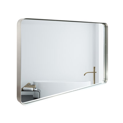 40x30inch Silver Wall Mirror For Bathroom - Hd Float Glass, Beveled Edge Aluminum Frame, Waterproof, Vertical & Horizontal Mount Vanity Waterproof Function, No , , Metal Frame