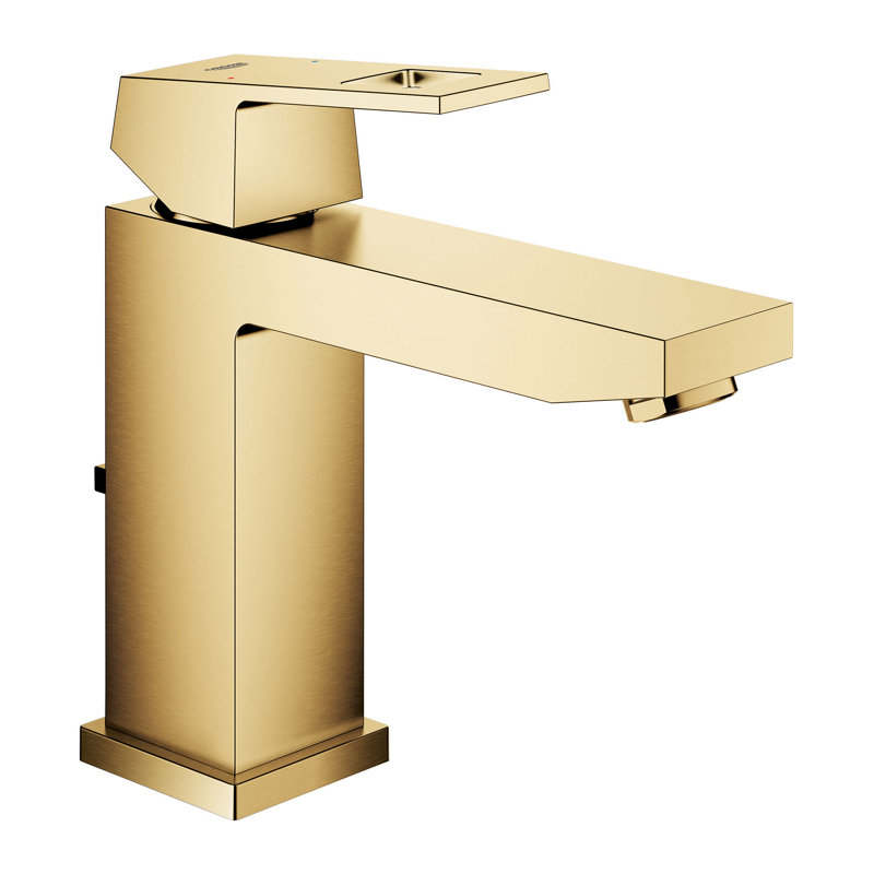 Robinet de salle de bain à un trou avec drain Eurocube®, Lever de soleil froid brossé