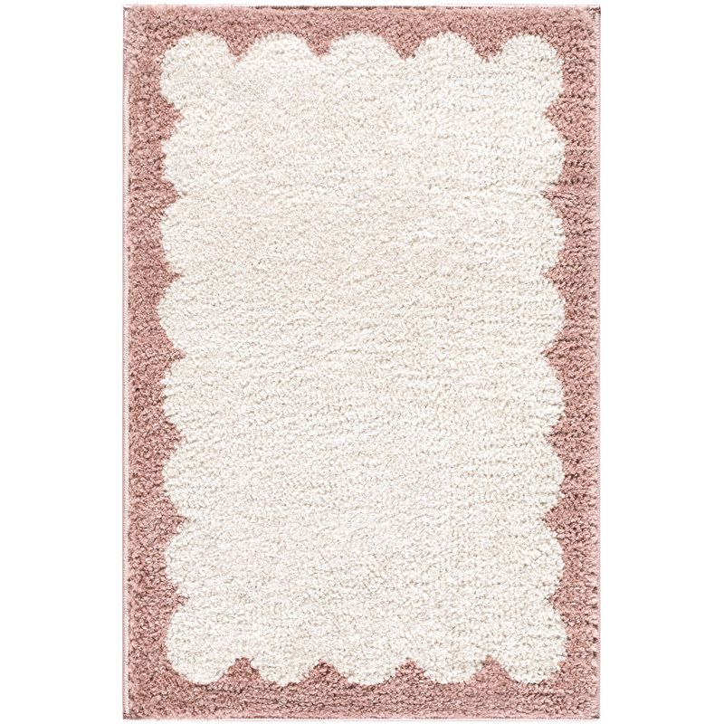 Catrin Machine Woven Rug, Rectangle 2' x 2'11", Pink/Ivory