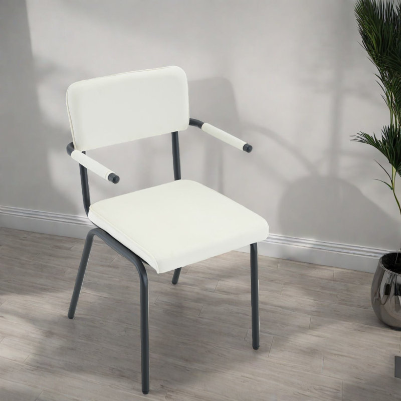 Ensemble de 4 chaises de salle à manger modernes, accoudoirs en cuir amovibles, pattes en métal
