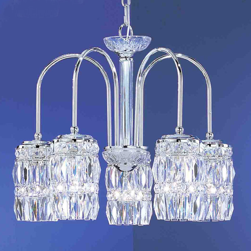 Lustre classique/traditionnel ombré 5 lumières Cascade, Rose, Bronze anglais / Or