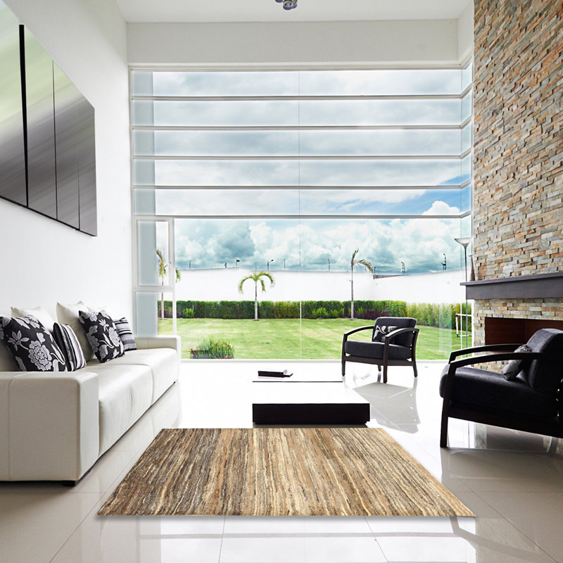 Tapis contemporain brun clair, Carré 6 pi