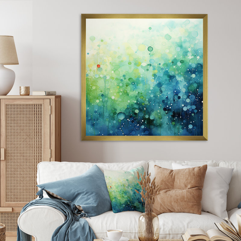 " Misty Meadow II ", 16" H x 16" W x 1" D, Gold Picture Framed