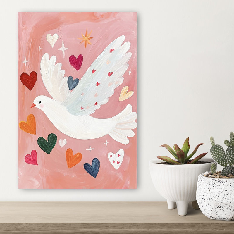 «Sweet Flying Dove», impression d'oiseau romantique, paysage romantique, H 18 po x l 12 po