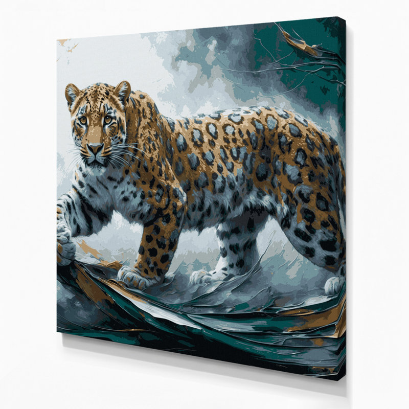 Art animalier sur toile gris, H 16 po x l 16 po