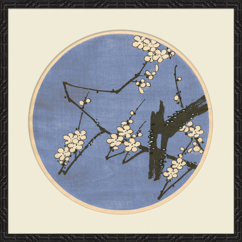 Cherry Blossom Woodblock II Giclee Print, Black