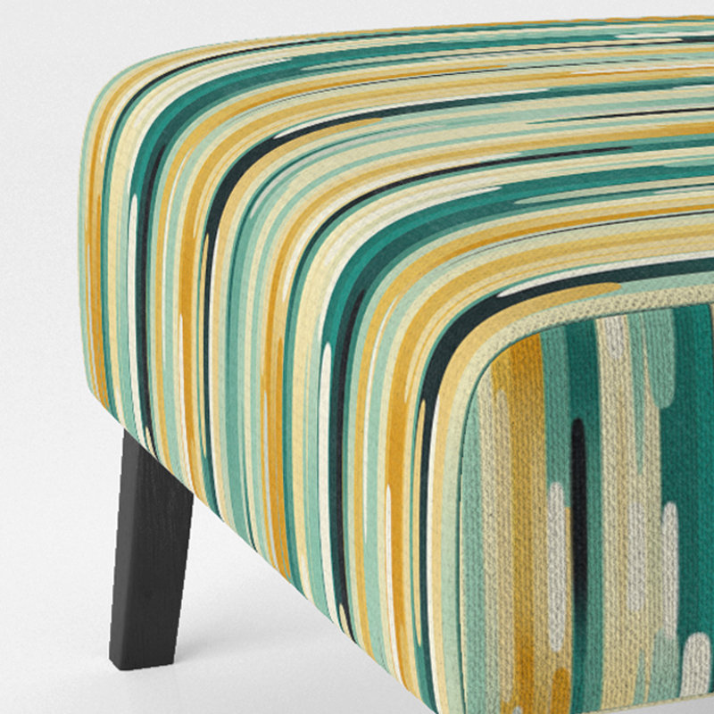 Motif rayé vert et jaune Jungle - Fauteuil de chambre rembourré moderne, fauteuil d'appoint à motif rayé