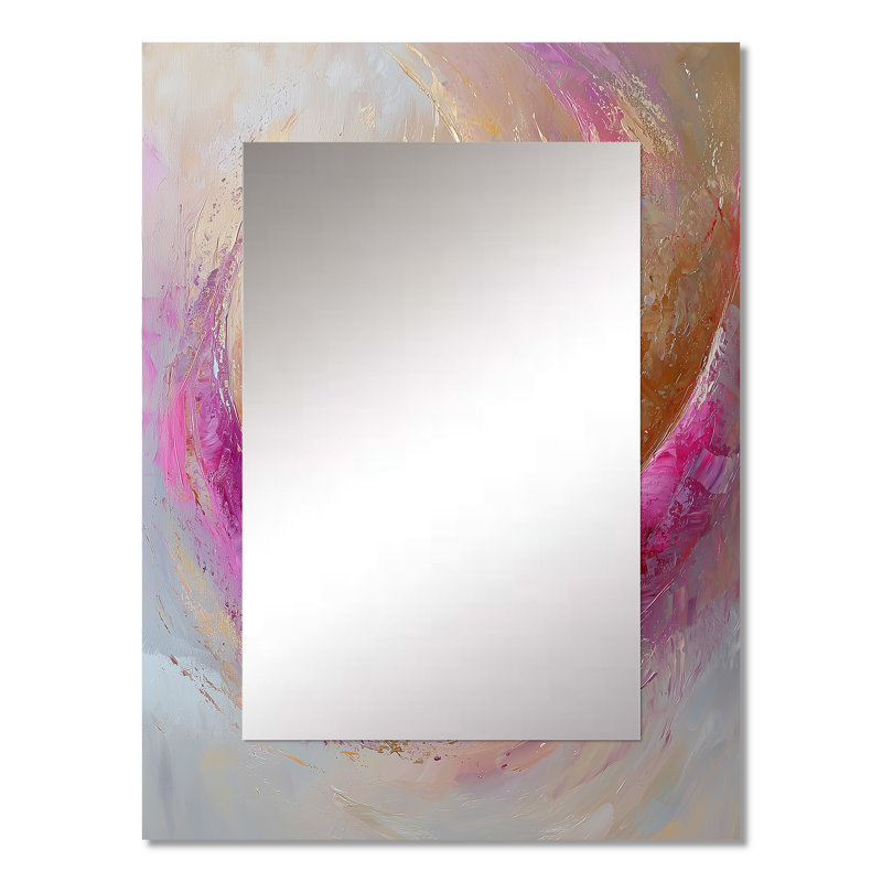 Abstract Lavender Tranquility Balance II - Modern Wall Mirror, Gold Decorative Mirror, Printed Metal Art, 32" x 24"