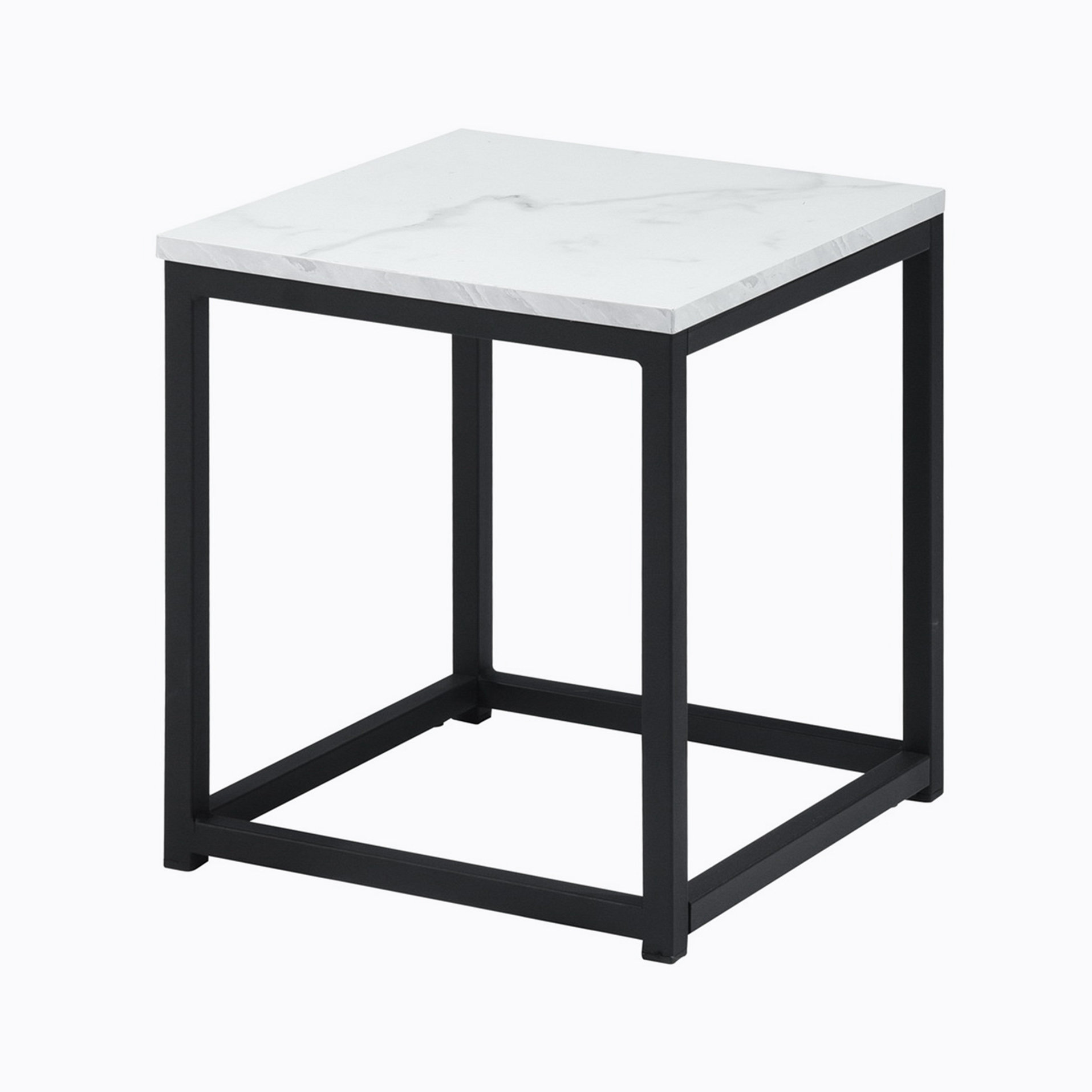 Wrought Studio™ White Marble Print End Table/Side Table/Night Stand, Upgrade Version with Metal ...