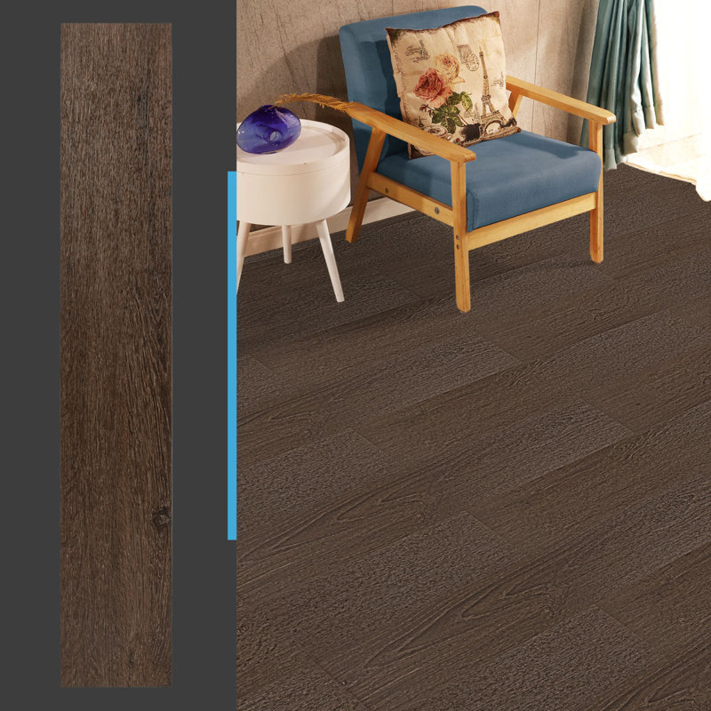 Art3d 6 po x 36 po, plancher auto-adhésif en vinyle, carrelage auto-adhésif, paquet de 36, paquet de 54 pieds carrés, Brun