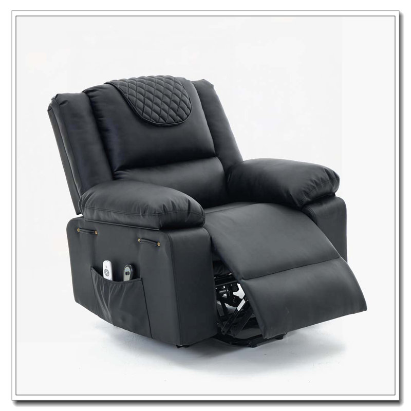 Fauteuil inclinable à télécommande chauffant et chauffant, Noir