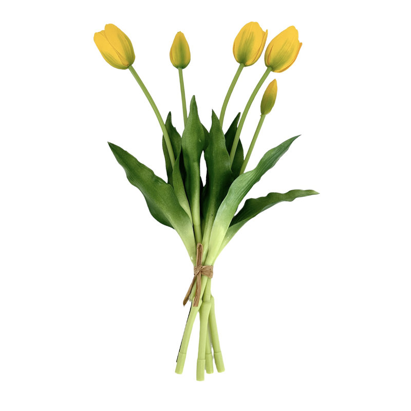 5 vraies tulipes artificielles, Jaune