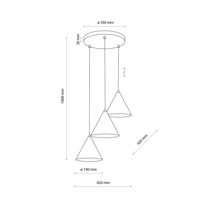 Luminaire suspendu CONO 3, Noir, noir, noir, noir, Noir, noir, noir, noir