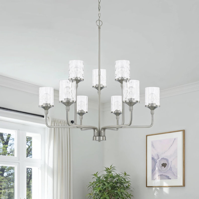 Colton Dimmable Classic / Traditional Chandelier, Brushed Nickel, 9