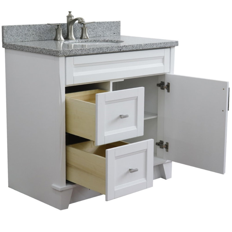 Ensemble de meuble-lavabo simple 37 po, gris, Blanc