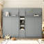 Lits simples escamotables doubles avec armoires et tablettes, lits muraux en bois peu encombrants, gris-291528952