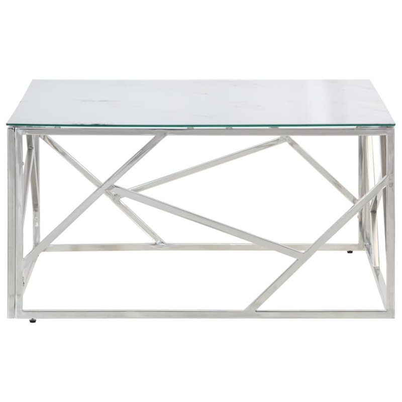 Table basse vidaXL argent et bois naturel, Harwich, Argenté et blanc
