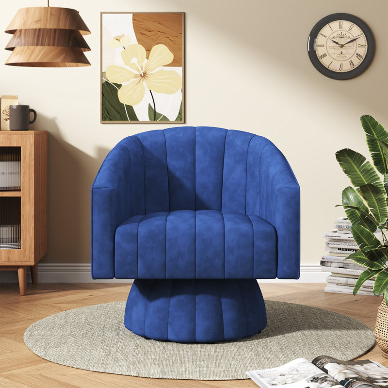 Fauteuil pivotant rembourré surdimensionné, Polyester bleu