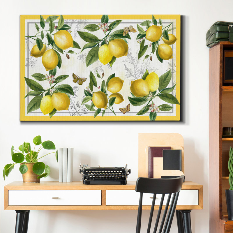 Lin citrons - impression sur toile tendue, H 12 po x l 8 po x P 1 po