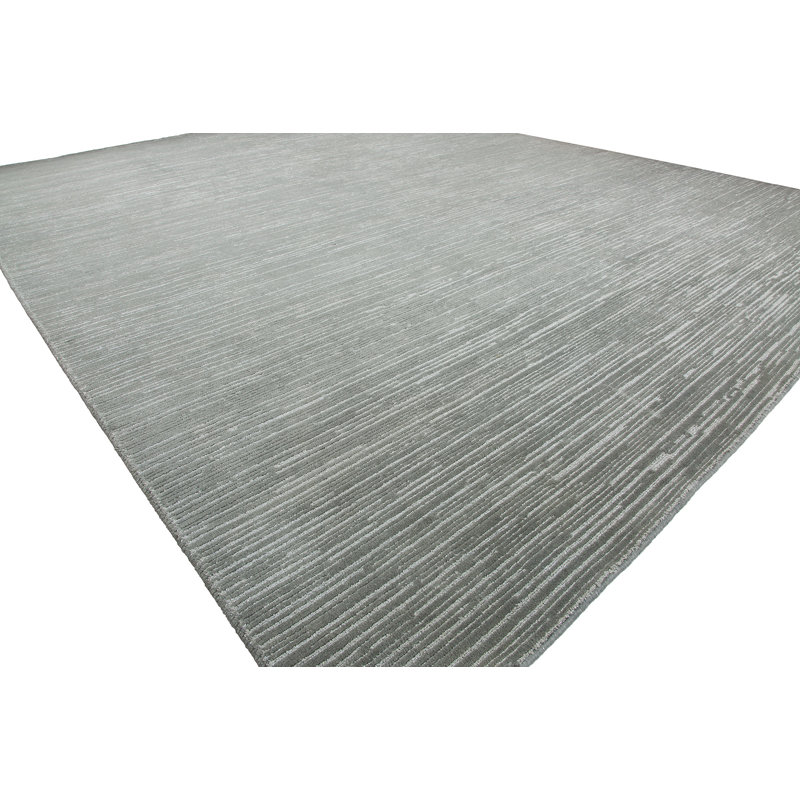 Tapis gris noué à la main Ritz, Rectangle de 10 pi x 14 pi