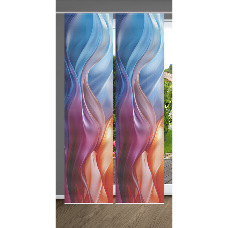 Semi Sheer Sliding Panel Pair, Multicoloured
