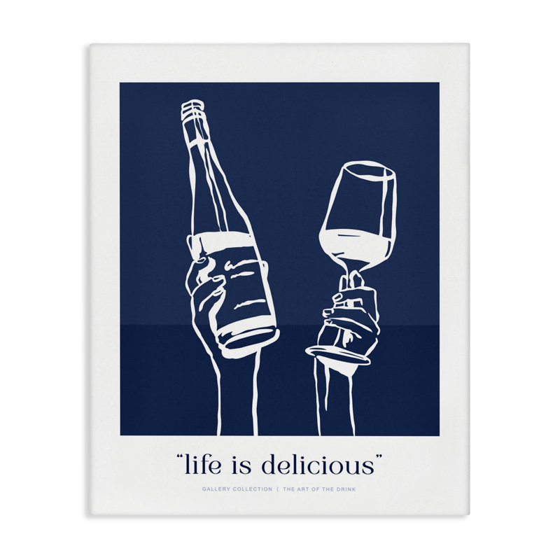 Bleu marine, la vie est une toile délicieuse, design par lettré et doublé, H 40 po x l 30 po