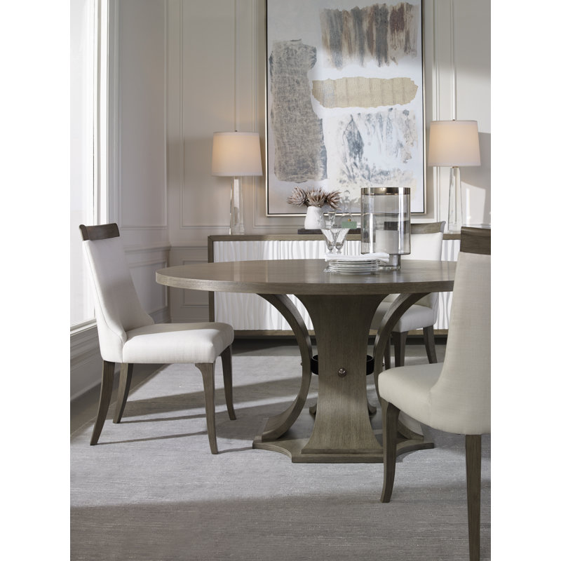 Sanford Round Solid Wood Dining Table, Greige, 72" W x 72" L