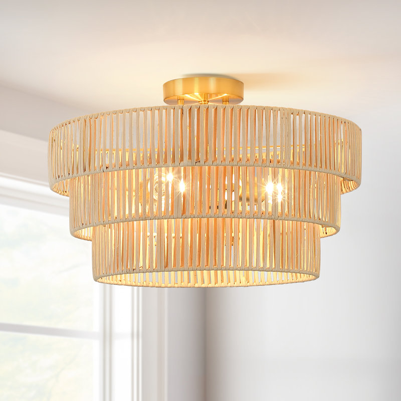 18 po Plafonnier semi-encastré 3 lumières à 3 niveaux